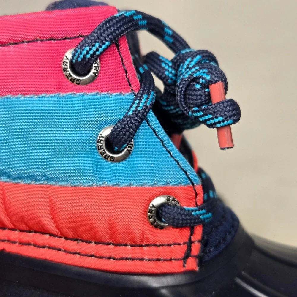 Sperry Toddler Saltwater Duck Boots Navy Pink Blue STL166417 Size 6M